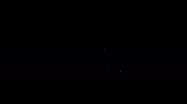 ABD simgesindeki beyaz hat elektrik çıkışı siyah arkaplanda izole edilmiş. Elektrik prizi. 4K Video hareketli grafik canlandırması