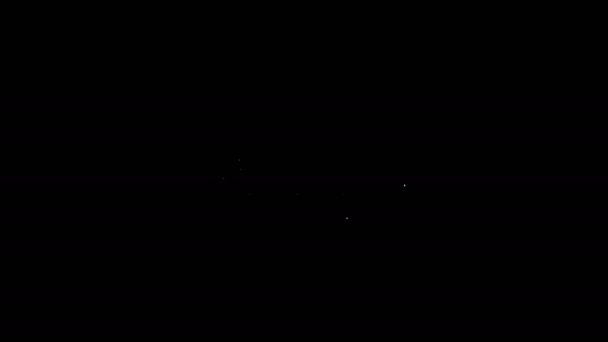 Біла лінія електростанції і фабрична ікона ізольовані на чорному тлі. Енергоіндустріальна концепція. 4K Відеографічна анімація — стокове відео