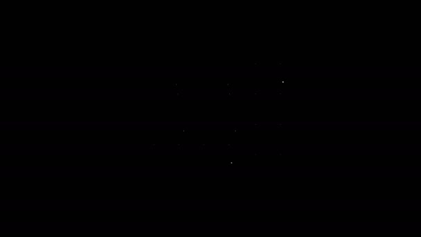 Bílá čára Elektrárna a továrna ikona izolované na černém pozadí. Energetický průmyslový koncept. Grafická animace pohybu videa 4K