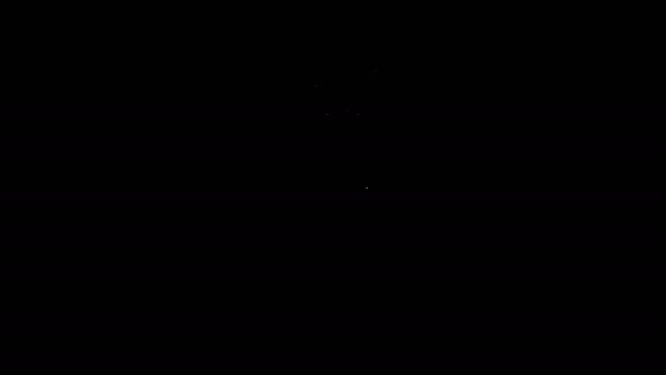 ブラックの背景に分離されたホワイトライン電気ケーブルアイコン。4Kビデオモーショングラフィックアニメーション — ストック動画