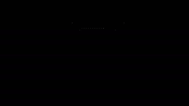 Witte lijn Draad elektrische kabel op een haspel of trommel pictogram geïsoleerd op zwarte achtergrond. 4K Video motion grafische animatie — Stockvideo