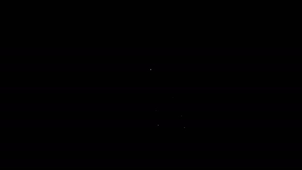 Λευκό εικονίδιο ανεμογεννήτριας γραμμής απομονωμένο σε μαύρο φόντο. Πινακίδα ανεμογεννήτριας. Ανεμόμυλος για παραγωγή ηλεκτρικής ενέργειας. 4K Γραφική κίνηση κίνησης βίντεο — Αρχείο Βίντεο