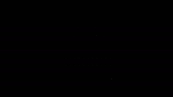 Біла лінія панель сонячної енергії та значок сонця ізольовані на чорному тлі. 4K Відео рух графічна анімація — стокове відео
