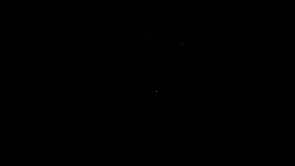 Línea blanca Icono del banco Power aislado sobre fondo negro. Dispositivo de carga portátil. Animación gráfica de vídeo 4K — Vídeo de stock