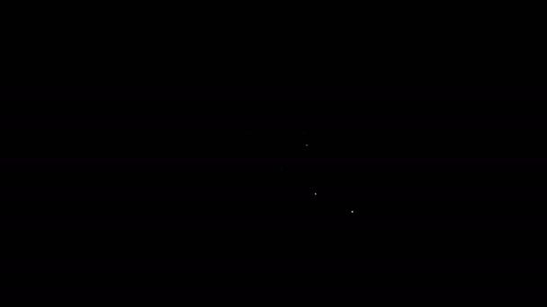 Línea blanca Salida eléctrica en el icono de EE. UU. Aislado sobre fondo negro. Toma de corriente. Animación gráfica de vídeo 4K — Vídeo de stock