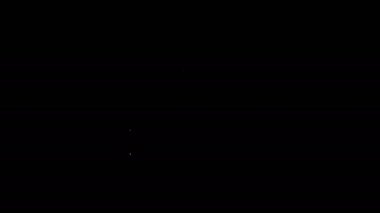 Siyah arkaplanda yanan mum simgesi olan beyaz çizgi pastası. Doğum günün kutlu olsun. 4K Video hareketli grafik canlandırması