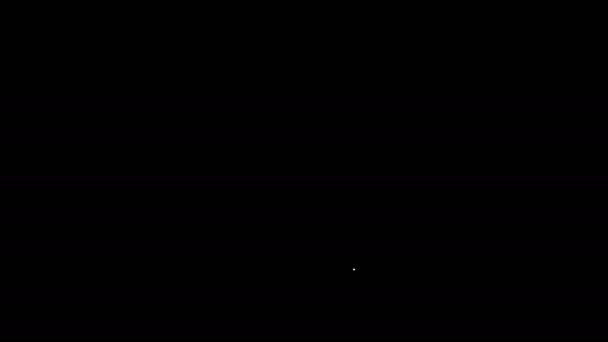 Línea blanca Icono del sombrero del partido aislado sobre fondo negro. Sombrero de cumpleaños. Animación gráfica de vídeo 4K — Vídeo de stock