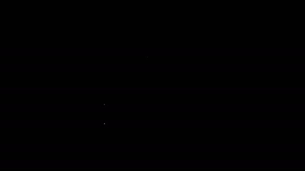Белый торт линии с горящими свечами значок изолирован на черном фоне. С днем рождения. Видеографическая анимация 4K — стоковое видео