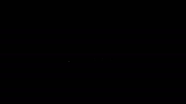 Fehér vonal Toy vonat ikon elszigetelt fekete háttérrel. 4K Videó mozgás grafikus animáció — Stock videók