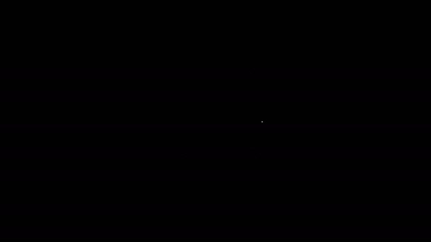 黒の背景に隔離されたフラグアイコンとホワイトラインカーニバルガーランド。誕生日のお祝い、祭り、公正な装飾のためのパーティーペナント。4Kビデオモーショングラフィックアニメーション — ストック動画