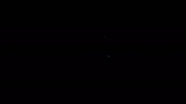 Siyah arka planda beyaz çizgi araba simgesi izole edildi. Ön manzara. 4K Video hareketli grafik canlandırması