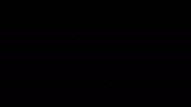 Beyaz çizgi rota simgesi siyah arkaplanda izole edildi. Harita işaretçisi işareti. Yol ya da yol kavramı. GPS navigatörü. 4K Video hareketli grafik canlandırması