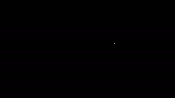 白い線黒の背景に隔離されたタクシーアイコンを持つ地図ポインタ。場所のシンボル。4Kビデオモーショングラフィックアニメーション — ストック動画