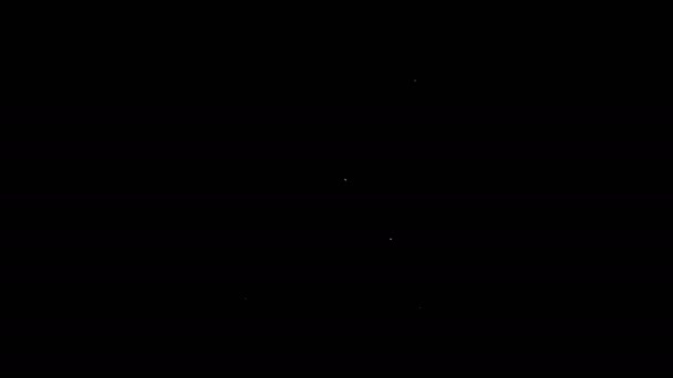 Weiße Straßenbahn und Eisenbahnsymbol isoliert auf schwarzem Hintergrund. Symbol für den öffentlichen Nahverkehr. 4K Video Motion Grafik Animation — Stockvideo