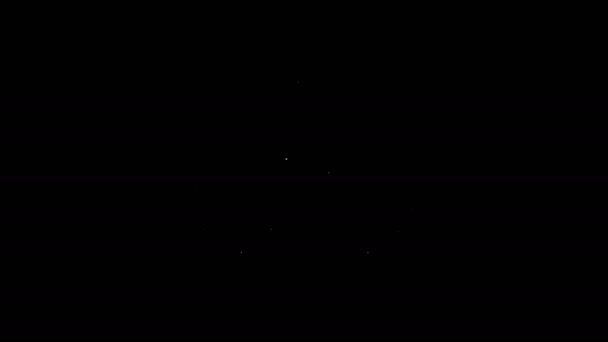 Weiße Linie Rettungswagen und Notarztwagen Symbol isoliert auf schwarzem Hintergrund. Rettungswagen medizinische Evakuierung. 4K Video Motion Grafik Animation — Stockvideo