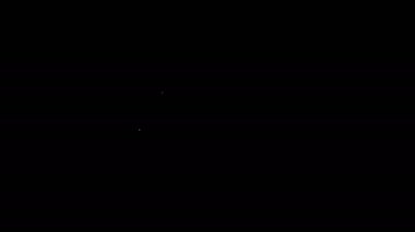 Beyaz çizgi evcil hayvan yatak ikonu siyah arkaplanda izole edilmiş. 4K Video hareketli grafik canlandırması