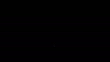 Beyaz çizgi evcil hayvan yatak ikonu siyah arkaplanda izole edilmiş. 4K Video hareketli grafik canlandırması