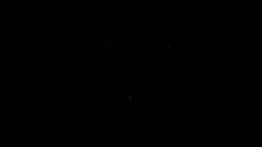 Beyaz çizgi evcil hayvan ilk yardım çantası simgesi siyah arka planda izole edildi. Köpek ya da kedi pençesi izi. Klinik kutusu. 4K Video hareketli grafik canlandırması