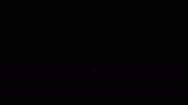 Beyaz çizgi Veterinerlik Kliniği simgesi siyah arka planda izole edilmiş. Çapraz hastane işareti. Stilize pati izi köpek ya da kedi. Evcil hayvan ilk yardım işareti. 4K Video hareketli grafik canlandırması