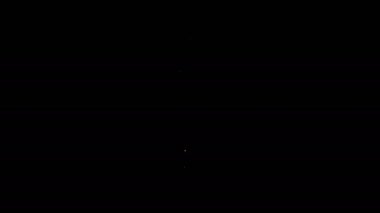 Siyah zemin üzerinde hayvan aşısı ikonu olan beyaz çizgi şırıngası. Köpek ya da kedi pençesi izi. 4K Video hareketli grafik canlandırması