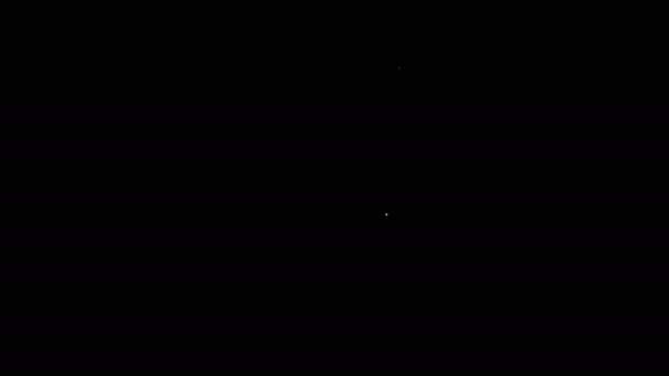 Белая линия Мешок с пищей для питомца иконка изолированы на черном фоне. Корм для животных. Пакет с пищей. Отпечаток лапы собаки или кошки. Видеографическая анимация 4K — стоковое видео