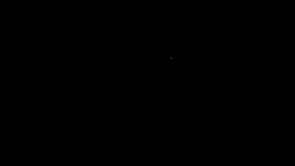 Linea bianca L'icona della custodia per animali domestici è isolata su sfondo nero. Vettore per animali, cani e gatti. Contenitore per animali. Scatola di trasporto animali. Animazione grafica 4K Video motion — Video Stock