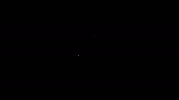 Bílá čára Pes lék láhev a pilulky ikona izolované na černém pozadí. Kontejner s prášky. Lék na předpis pro zvířata. Grafická animace pohybu videa 4K — Stock video