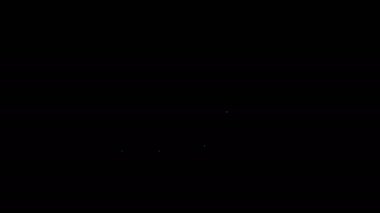 Beyaz çizgi pasta grafiği bilgisel ve dolar sembolü simgesi siyah arkaplanda izole edilmiş. Diyagram çizelgesi. 4K Video hareketli grafik canlandırması
