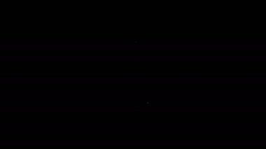 Beyaz çizgi benzinli pompa başlığı simgesi siyah arkaplanda izole edildi. Yakıt pompası istasyonu. Yakıt ikmal tabelası. Benzin istasyonu ikonu. 4K Video hareketli grafik canlandırması
