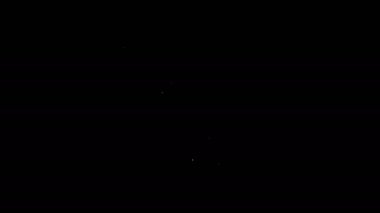 Yemek çubuğu ve siyah arka planda izole edilmiş sos ikonu olan bir kasede beyaz çizgili pirinç. Geleneksel Asya yemekleri. 4K Video hareketli grafik canlandırması