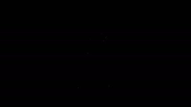 Kağıt kutuda beyaz çizgi halinde Asya erişteleri ve siyah arka planda izole edilmiş yemek çubukları ikonu. Sokak yemeği. Kore, Japon, Çin yemekleri. 4K Video hareketli grafik canlandırması