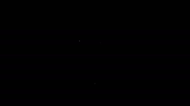 Witte lijn Navulbenzine brandstof locatie pictogram geïsoleerd op zwarte achtergrond. Benzinestation en kaartwijzer. 4K Video motion grafische animatie — Stockvideo