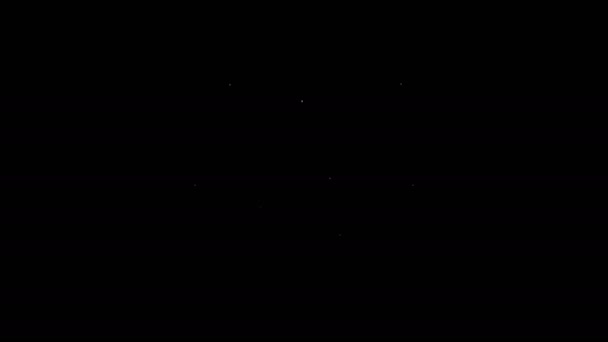 Linea bianca Tubo metallico rotto con icona acqua che perde isolato su sfondo nero. Animazione grafica 4K Video motion — Video Stock