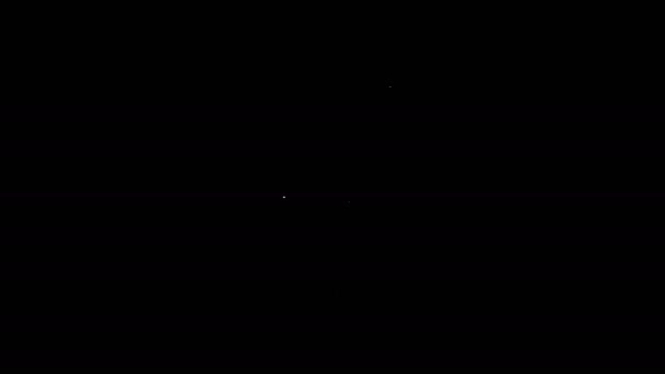 Bílá čára Ropné a plynárenské průmyslové továrny ikona izolované na černém pozadí. Grafická animace pohybu videa 4K — Stock video