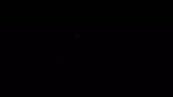 Linea bianca Icona della cisterna ferroviaria a olio isolata su sfondo nero. Serbatoio olio treno su vagone ferroviario. Trasporto ferroviario di merci. Industria petrolifera. Animazione grafica 4K Video motion — Video Stock