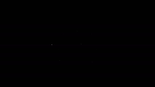 ホワイトライン黒の背景に絶縁されたモーターガスゲージアイコン。空の燃料計。全戦車表示。4Kビデオモーショングラフィックアニメーション — ストック動画