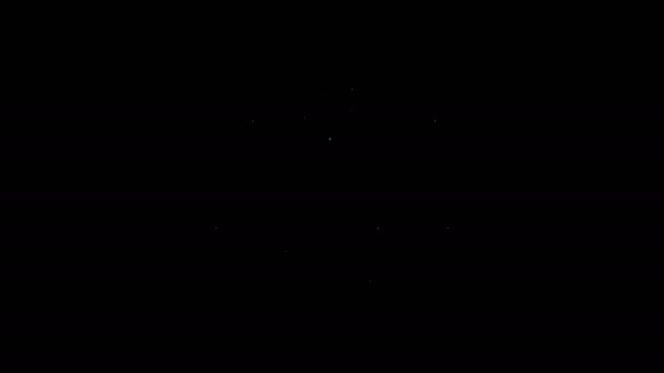 Linha branca Tubo de metal quebrado com ícone de água vazando isolado no fundo preto. Animação gráfica em movimento de vídeo 4K — Vídeo de Stock