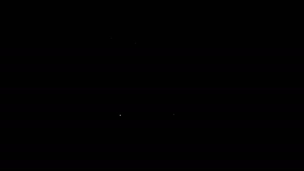 Bílá čára kanystr pro benzín ikona izolované na černém pozadí. Ikona nafty. Grafická animace pohybu videa 4K — Stock video