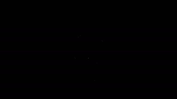 Linea bianca icona ninja shuriken giapponese isolata su sfondo nero. Animazione grafica 4K Video motion — Video Stock