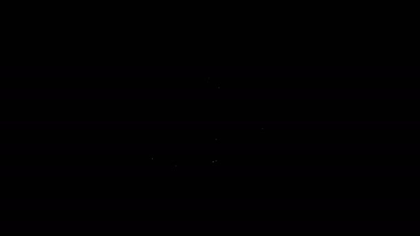 Linea bianca Icona tradizionale della cerimonia del tè giapponese isolata su sfondo nero. Teiera con tazza. Animazione grafica 4K Video motion — Video Stock