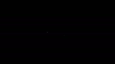 Beyaz çizgi suşi simgesi siyah arkaplanda izole edildi. Geleneksel Japon yemekleri. 4K Video hareketli grafik canlandırması