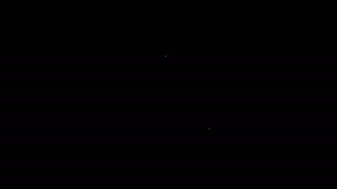 Beyaz çizgi araba kapısı simgesi siyah arkaplanda izole edilmiş. 4K Video hareketli grafik canlandırması