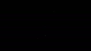 Beyaz çizgi fren sistemi uyarı simgesi siyah arkaplanda izole edildi. Arabada ünlem işareti var. Gösterge tabelaları. 4K Video hareketli grafik canlandırması