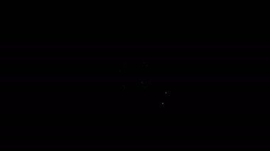 Beyaz çizgi Araba Tekerleği simgesi siyah arka planda izole edildi. 4K Video hareketli grafik canlandırması