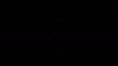 Beyaz çizgi Araba Tekerleği simgesi siyah arka planda izole edildi. 4K Video hareketli grafik canlandırması
