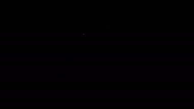 Beyaz çizgi motor simgesi siyah arkaplanda izole edildi. 4K Video hareketli grafik canlandırması