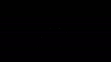 Beyaz çizgi araba arama ikonu siyah arkaplanda izole edildi. Arabalı büyüteç. 4K Video hareketli grafik canlandırması