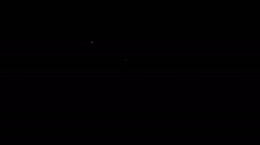 Siyah arkaplanda beyaz çizgi park simgesi izole edildi. Sokak tabelası. 4K Video hareketli grafik canlandırması