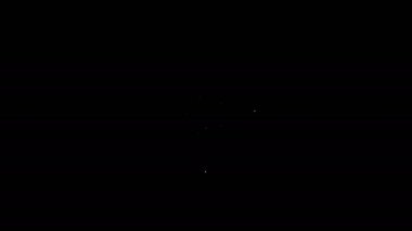 Beyaz çizgi Araba Tekerleği simgesi siyah arka planda izole edildi. 4K Video hareketli grafik canlandırması