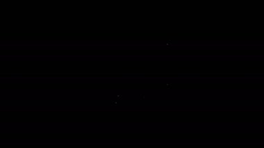 Beyaz çizgi dizüstü bilgisayar simgesi siyah arkaplanda izole edildi. Boş ekran işaretli bilgisayar defteri. 4K Video hareketli grafik canlandırması